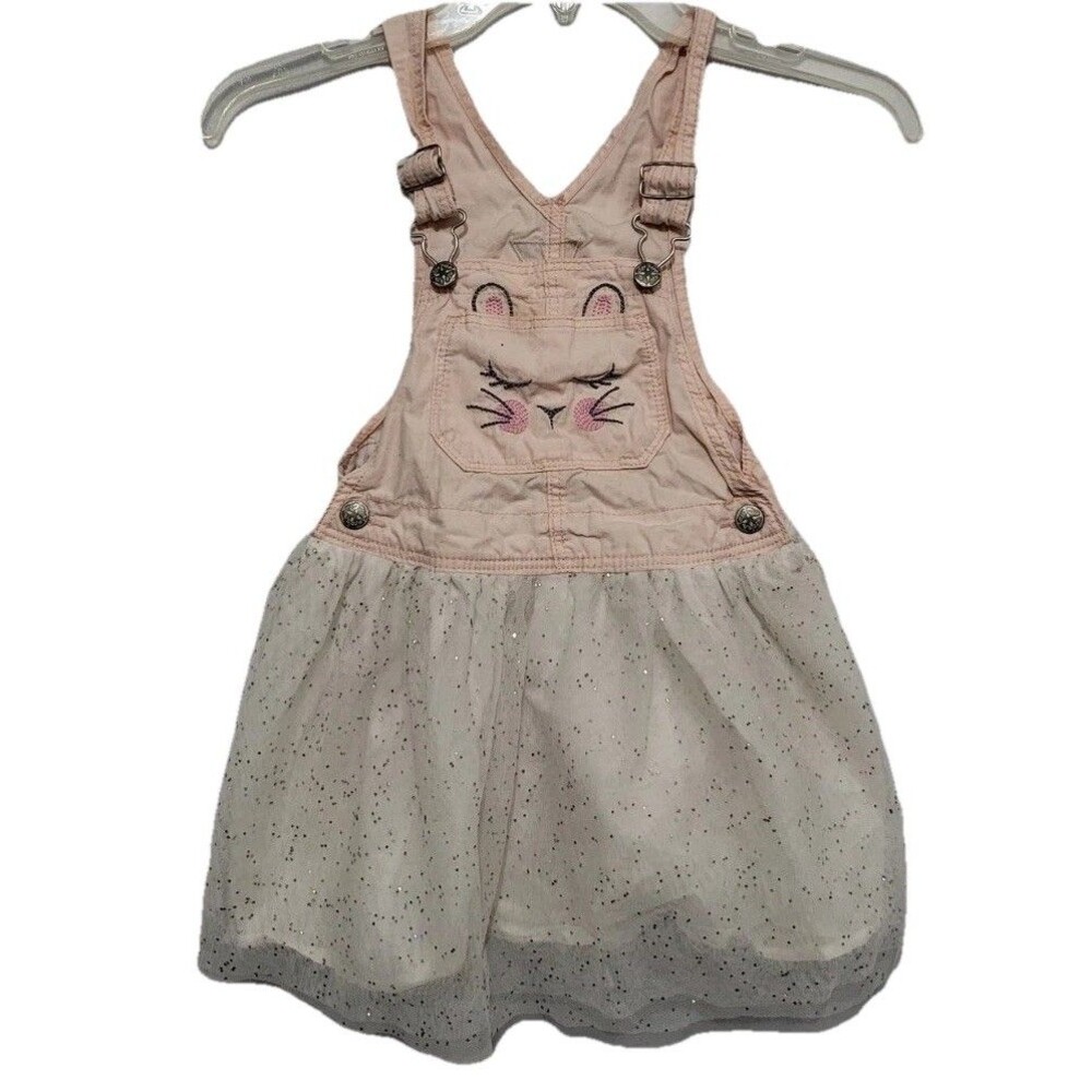 OshKosh B'gosh Light Pink Overall Tulle Dress with White Glitter Skirt